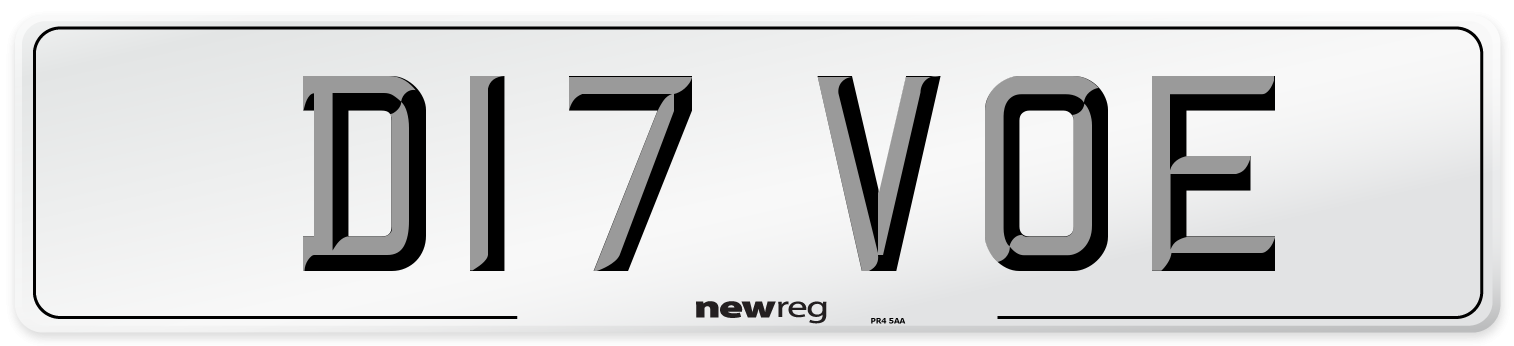 D17 VOE Number Plate from New Reg